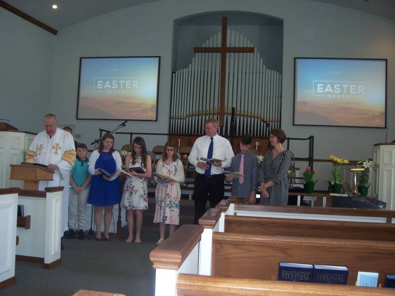 Children's time at the Easter worship service at the Paoli United Methodist Church