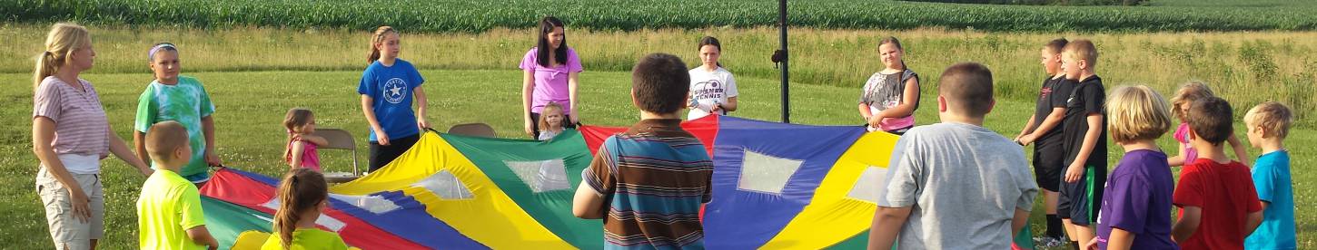 Outdoor activities at Vacation Bible School at Paoli United Methodist Church.